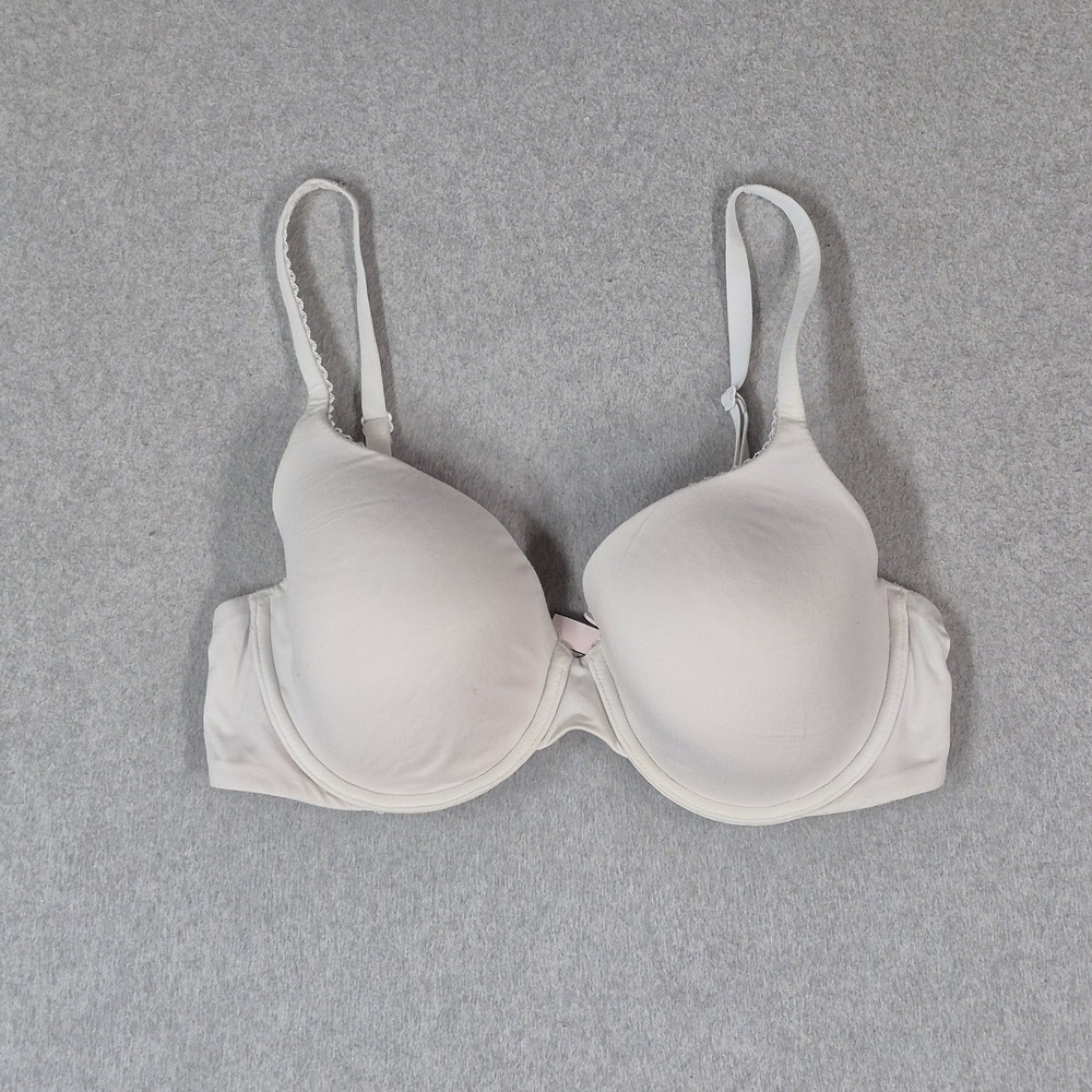 Victoria's Secret Women Bra 36D White Body By Lined Perfect Coverage Underwire